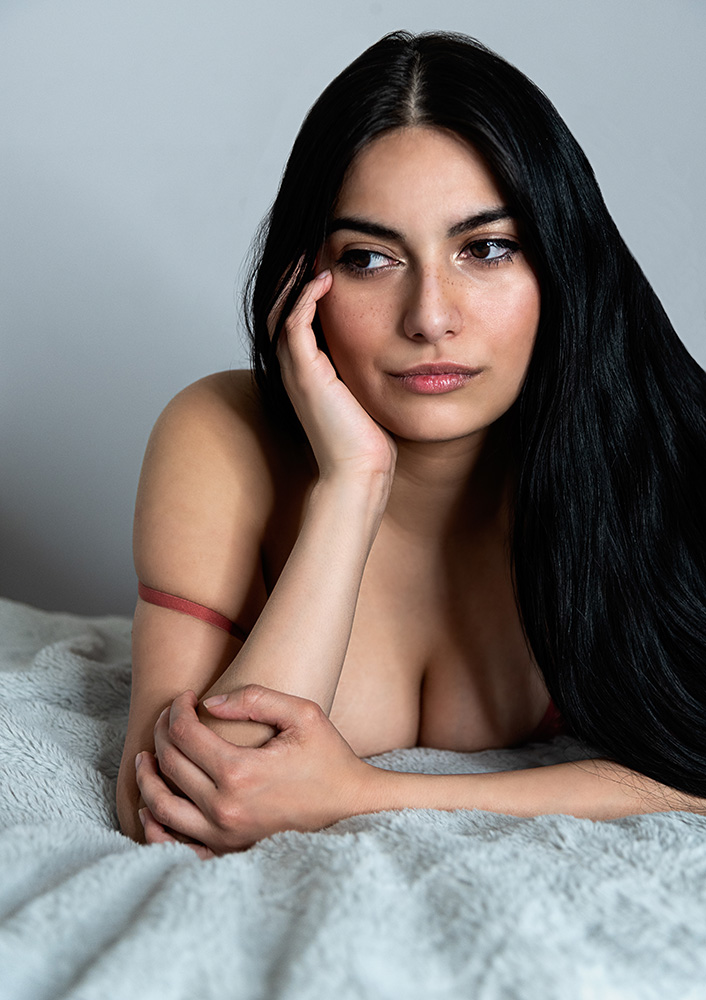 Long dark hair girl deep in thought with strap falling down. Alyssa Bryn Photography. Bryssa. Bryssa Blog.