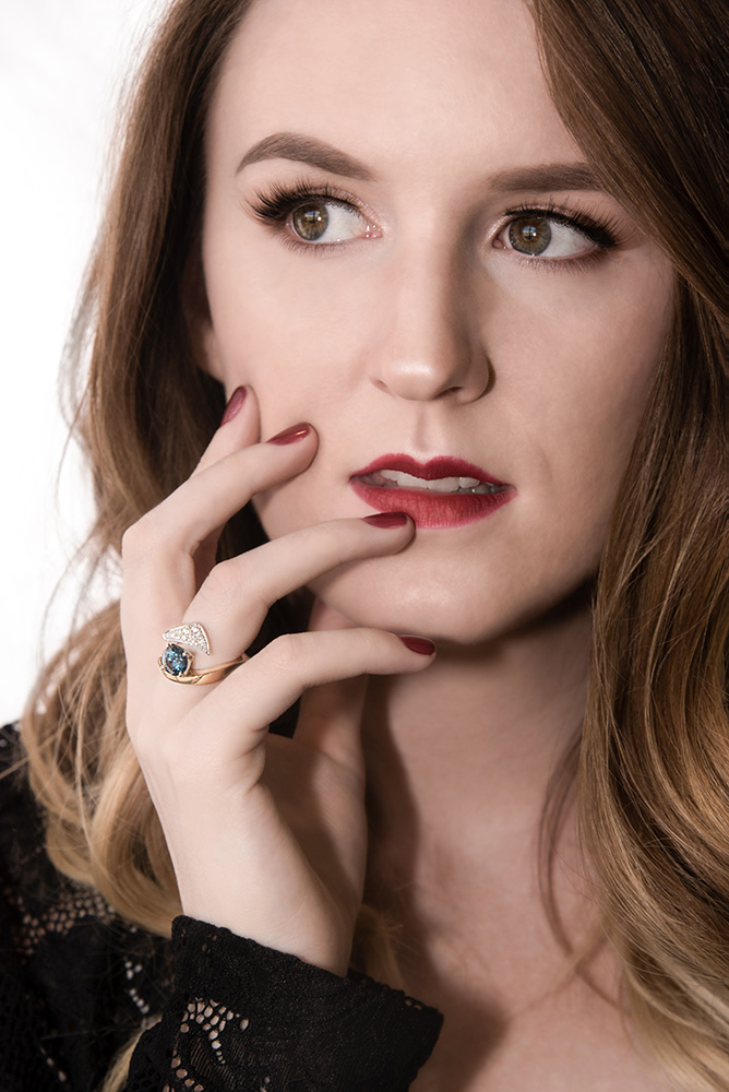 Girl wearing Purvis gold and silver ring with sapphire and diamond stones. Alyssa Bryn Photography. Bryssa. Bryssa Blog.